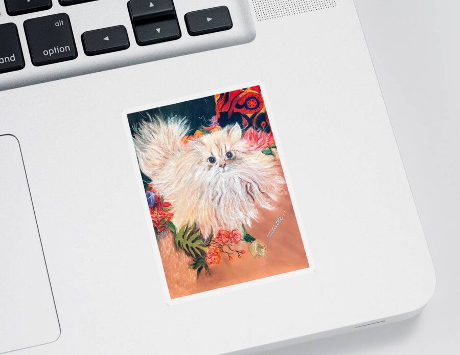 Persian Cat Sticker featuring the pastel Tawny by Juliette Becker