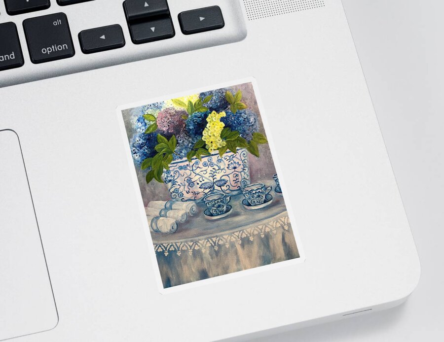 Cups Sticker featuring the painting Tea Time by Barbara Landry