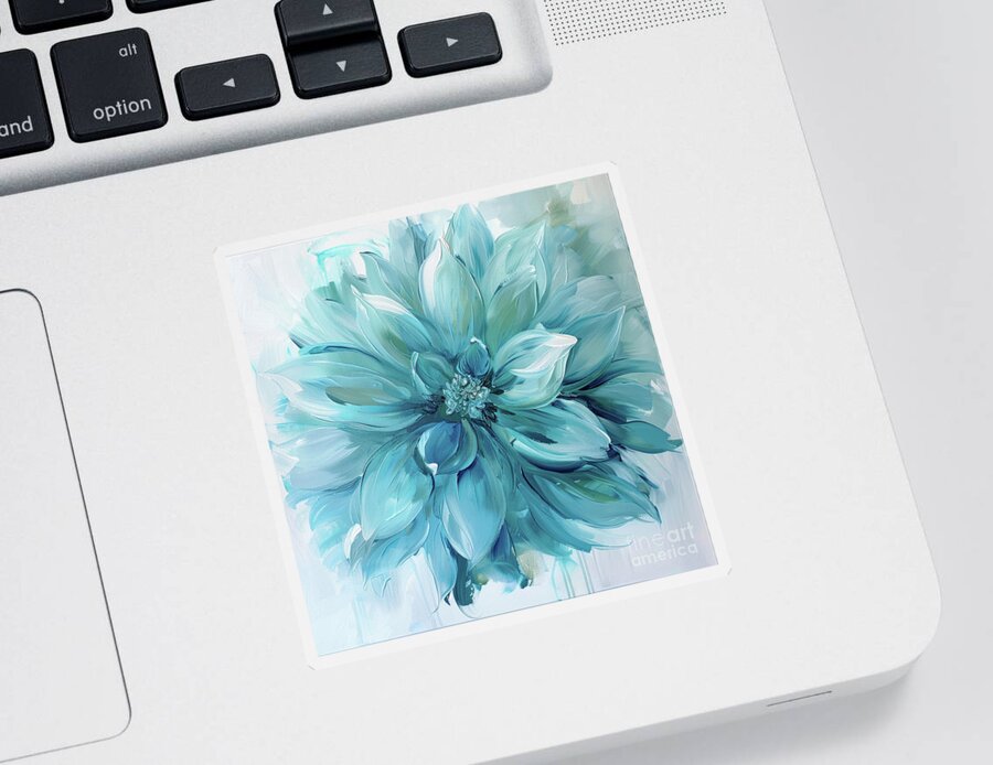 Dahlia Sticker featuring the painting Teal Dahlia by Tina LeCour