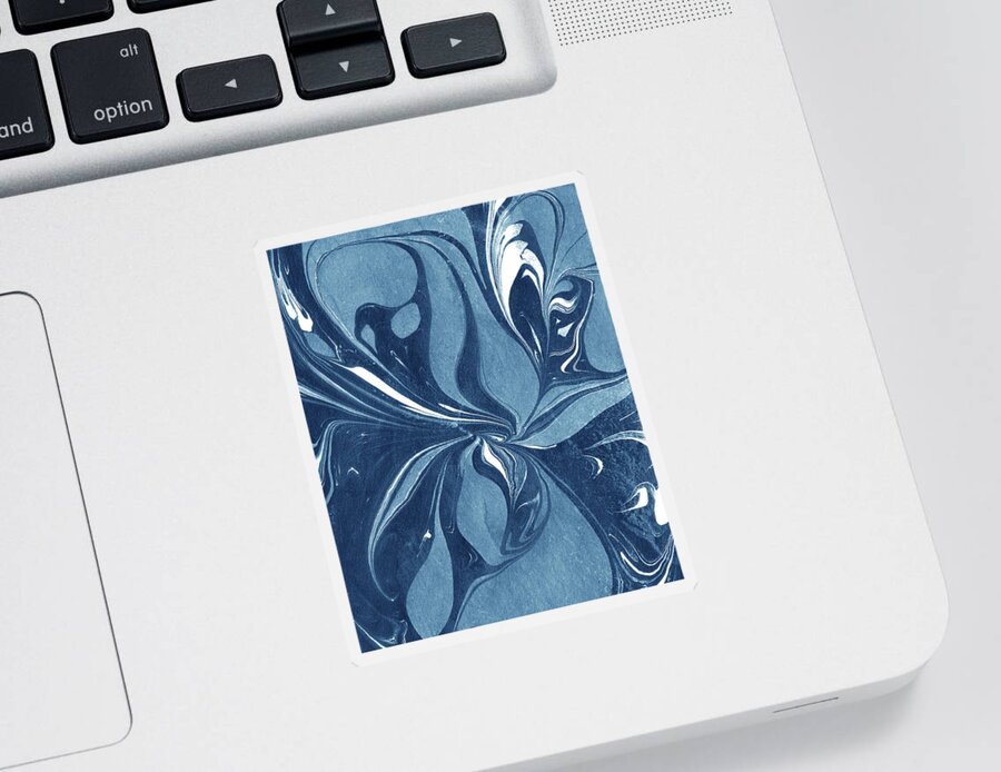 Teal Sticker featuring the painting Teal Indigo Blue Magic Flower Nature Pattern by Irina Sztukowski