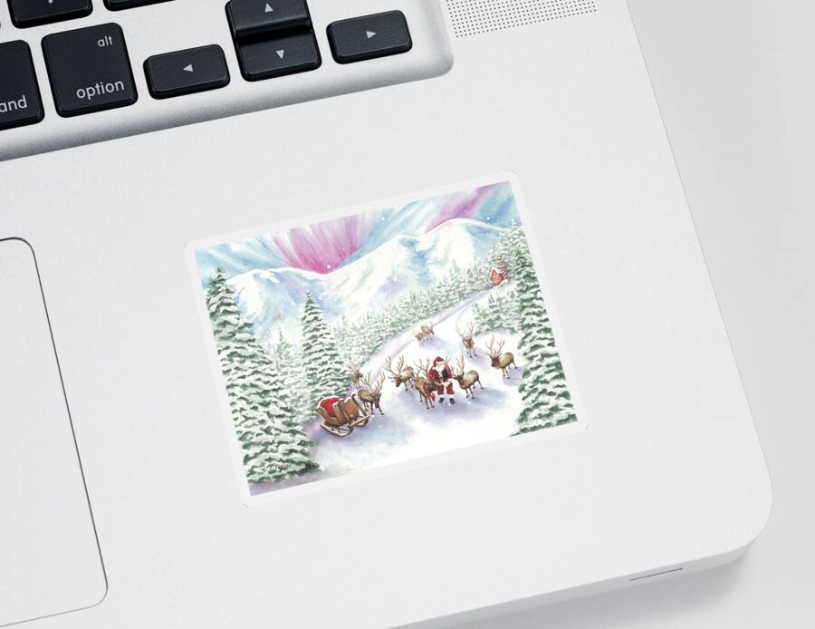 Reindeer Sticker featuring the painting Team Meeting by Lori Taylor