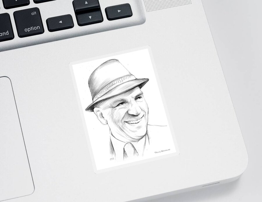 Telly Savalas Sticker featuring the drawing Telly by Greg Joens