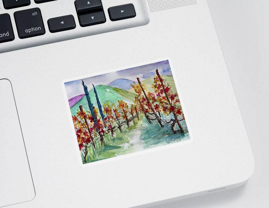 Vineyard Sticker featuring the painting Temecula Vineyard Landscape by Roxy Rich