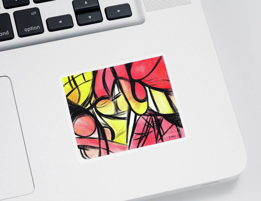 Retro Abstract Sticker featuring the painting Temperature is Rising Abstract by Donna Mibus