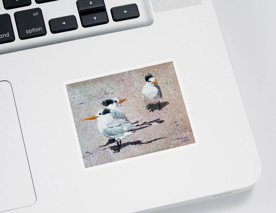 Tern Sticker featuring the painting Tern Trio by Merana Cadorette
