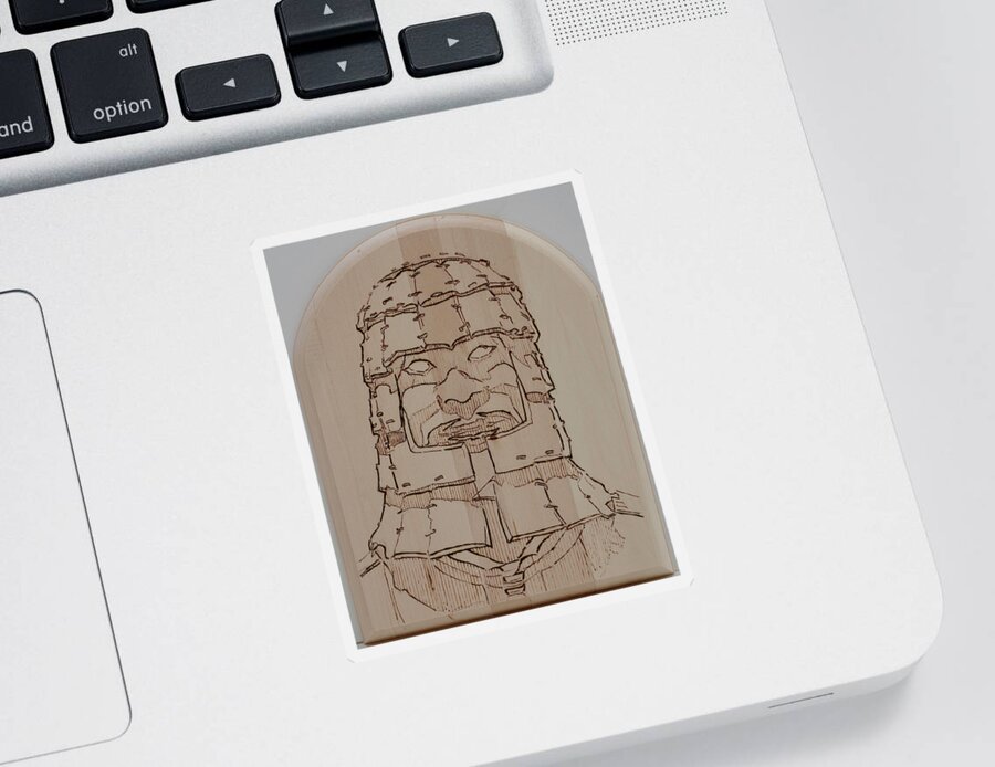 Pyrography Sticker featuring the pyrography Terracotta Warrior - Unearthed by Sean Connolly