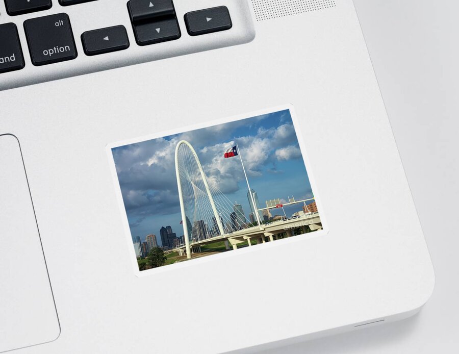 Cityscape Sticker featuring the photograph Texas Flag on a Windy Day by Diana Mary Sharpton