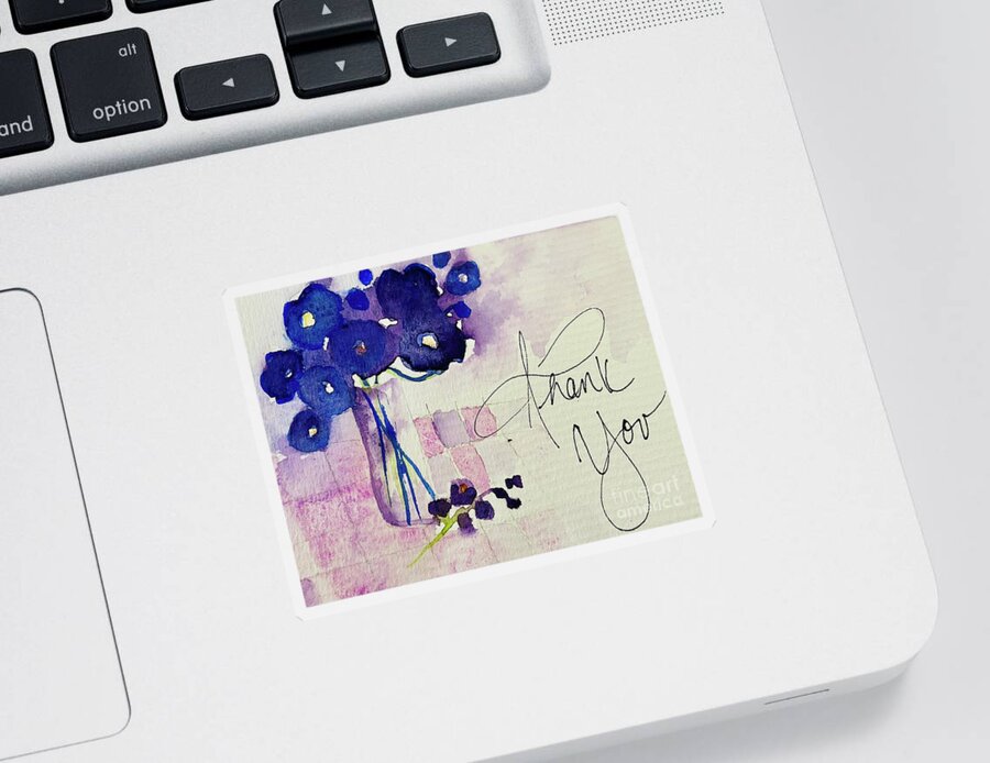 Watercolor Painting Sticker featuring the painting Thank You Cards by Sherry Harradence
