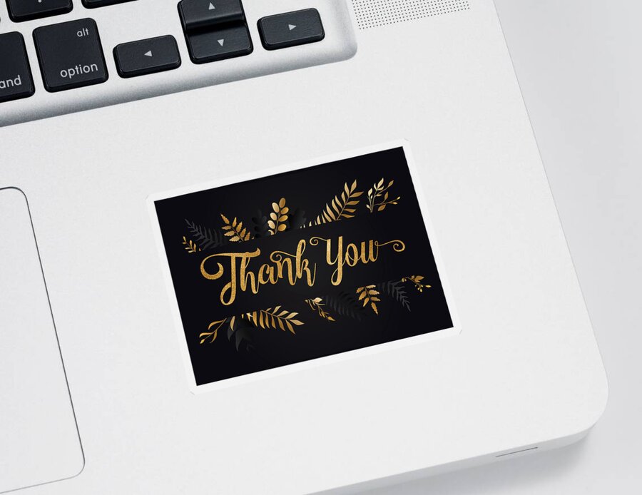Thank You Sticker featuring the digital art Thank You Simple and Elegant Botanical by Doreen Erhardt