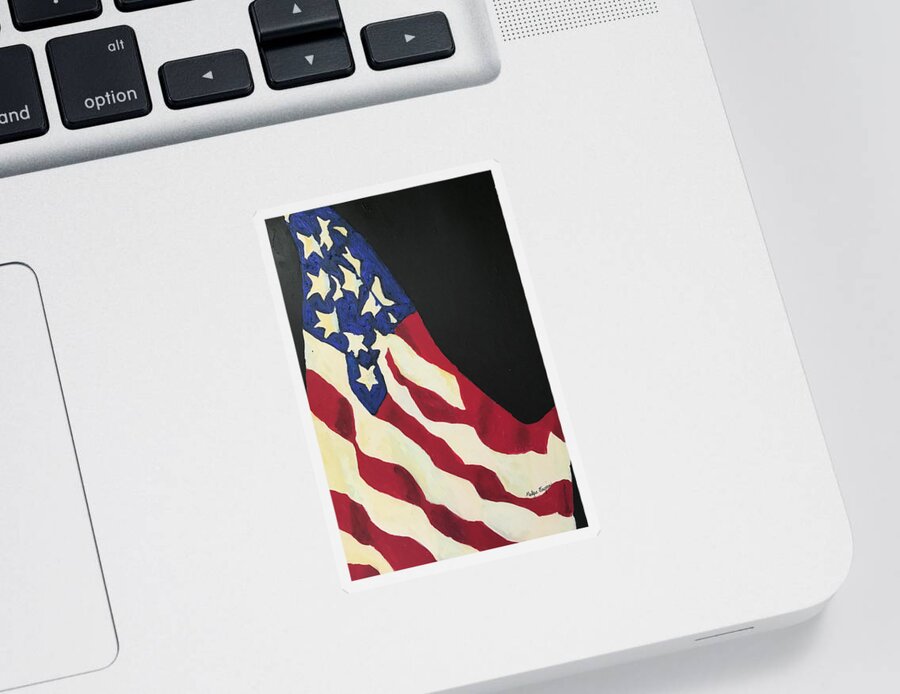 American Flag - Patriotic- Flag - United- The United States Sticker featuring the painting The American Flag by Medge Jaspan