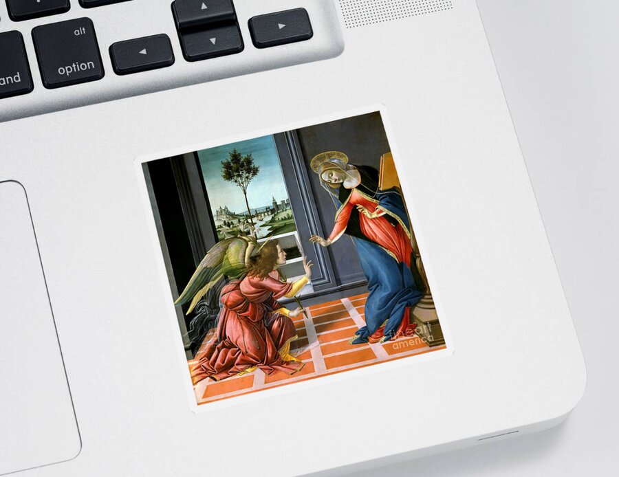 Botticelli Annunciation 1481 Sticker featuring the painting The Annunciation 1489 by Sandro Botticelli