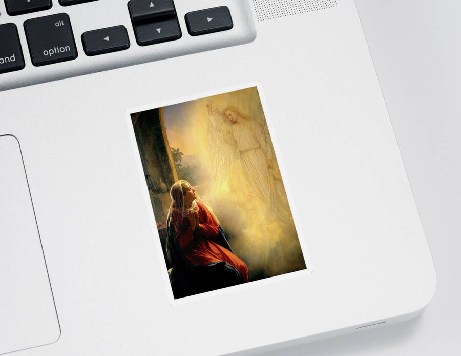 The Annunciation Sticker featuring the painting The Annunciation by Carl Bloch