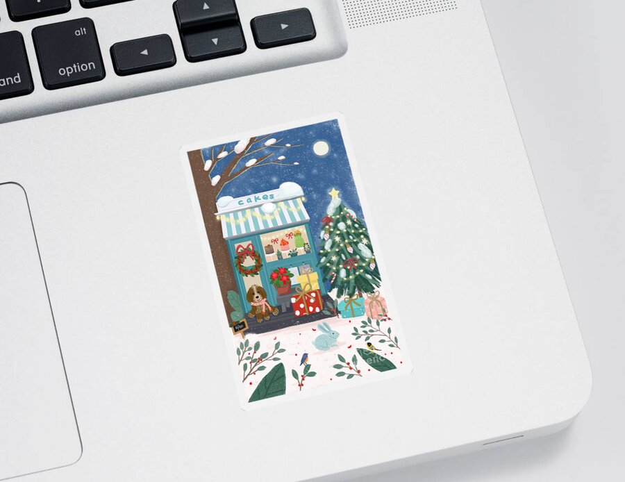 Christmas Sticker featuring the drawing The best holiday by Min fen Zhu