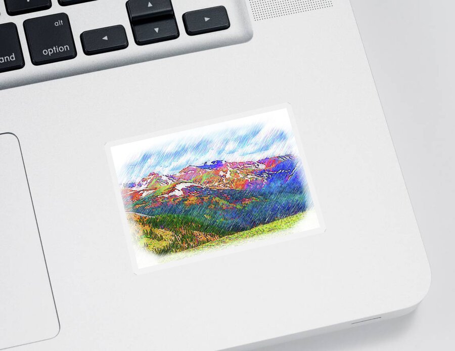 Loveland-pass Sticker featuring the digital art The Colorado Continental Divide on Loveland Pass by Kirt Tisdale