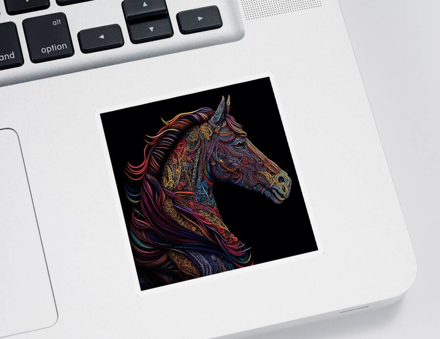 Horse Sticker featuring the digital art The Colorful Horse by Peggy Collins