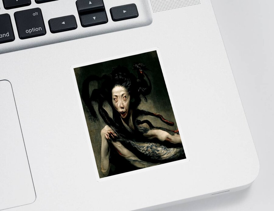 Horror Sticker featuring the digital art The Coming of Konokimi by Ryan Nieves