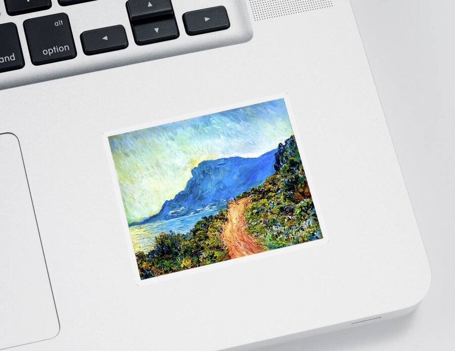 Corniche Sticker featuring the painting The Corniche of Monaco by Claude Monet 1884 by Claude Monet