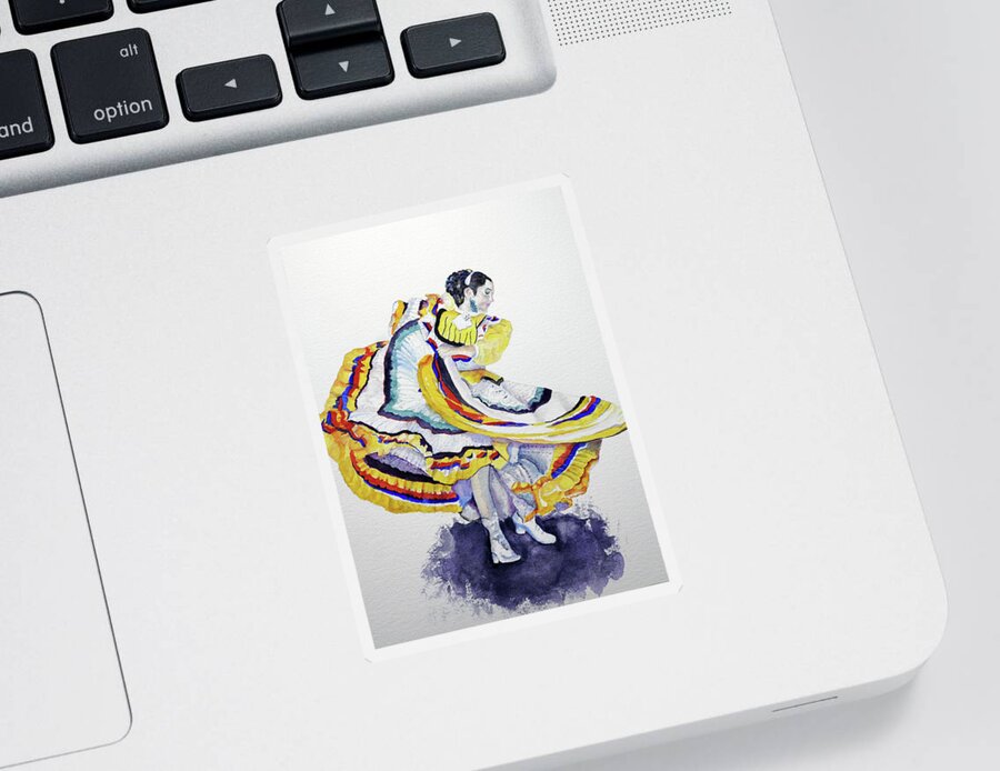 Ballet Folklorico Sticker featuring the painting The Dancer by Barbara F Johnson