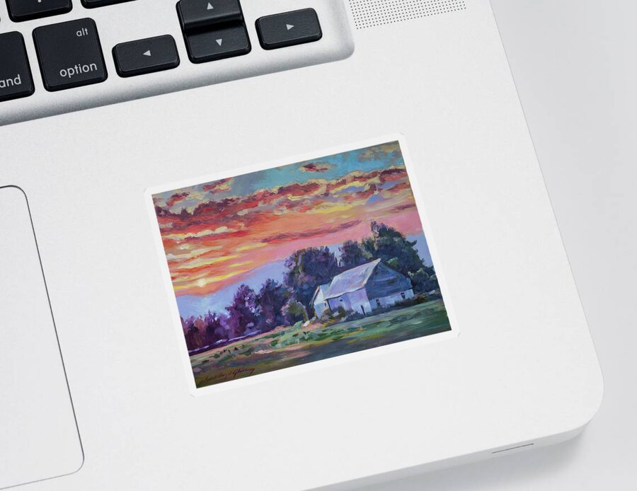 Landscape Sticker featuring the painting The Day Ends  by David Lloyd Glover