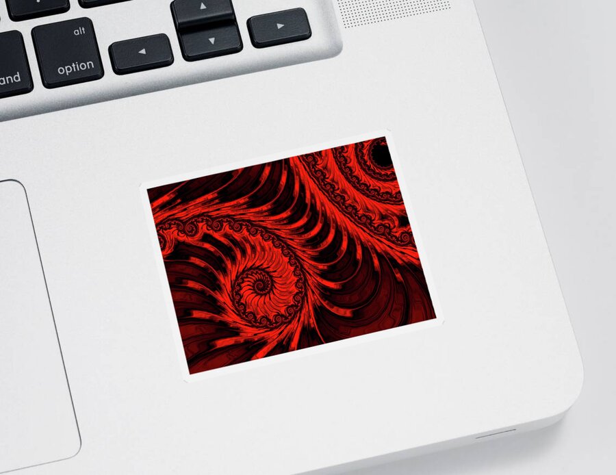 Red Fractal Sticker featuring the digital art The Descent by Susan Maxwell Schmidt