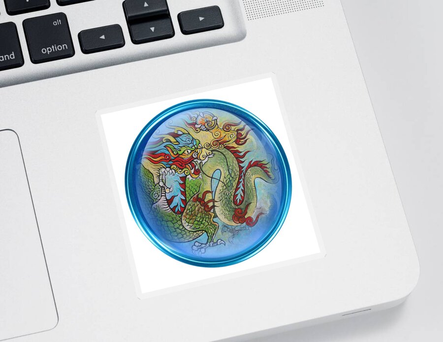 The Dragon Sticker featuring the painting the Dragon by Tom Dashnyam Otgontugs
