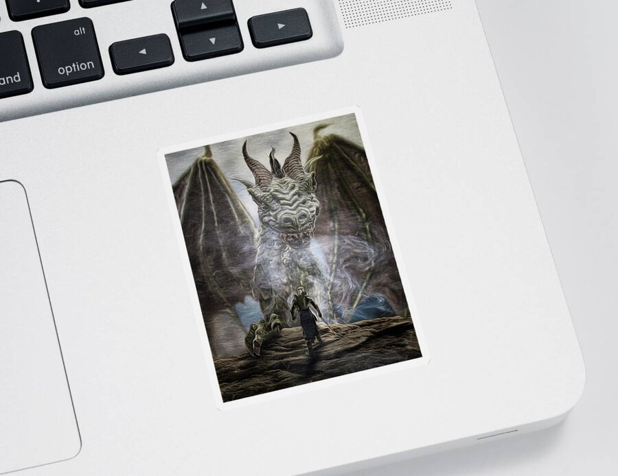 Dragon Sticker featuring the digital art The Dragonslayer by Brad Barton