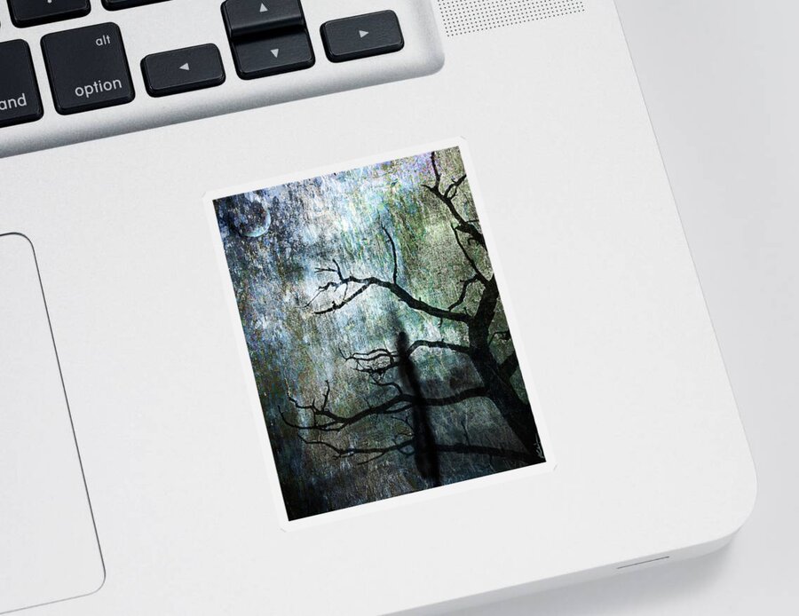 Abstract Sticker featuring the digital art The Dreaming Tree by Ken Walker