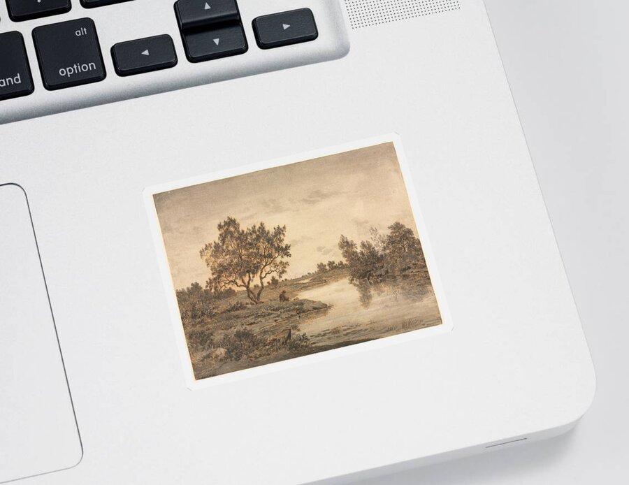 Architecture Sticker featuring the painting The Fisherman c. 1840 45 Theodore Rousseau by MotionAge Designs
