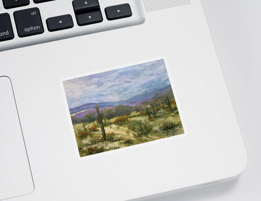 Desert Sticker featuring the painting The Four Peaks Wildness by Cheryl Prather