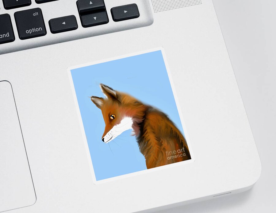 Fox Sticker featuring the digital art The fox by Elaine Rose Hayward