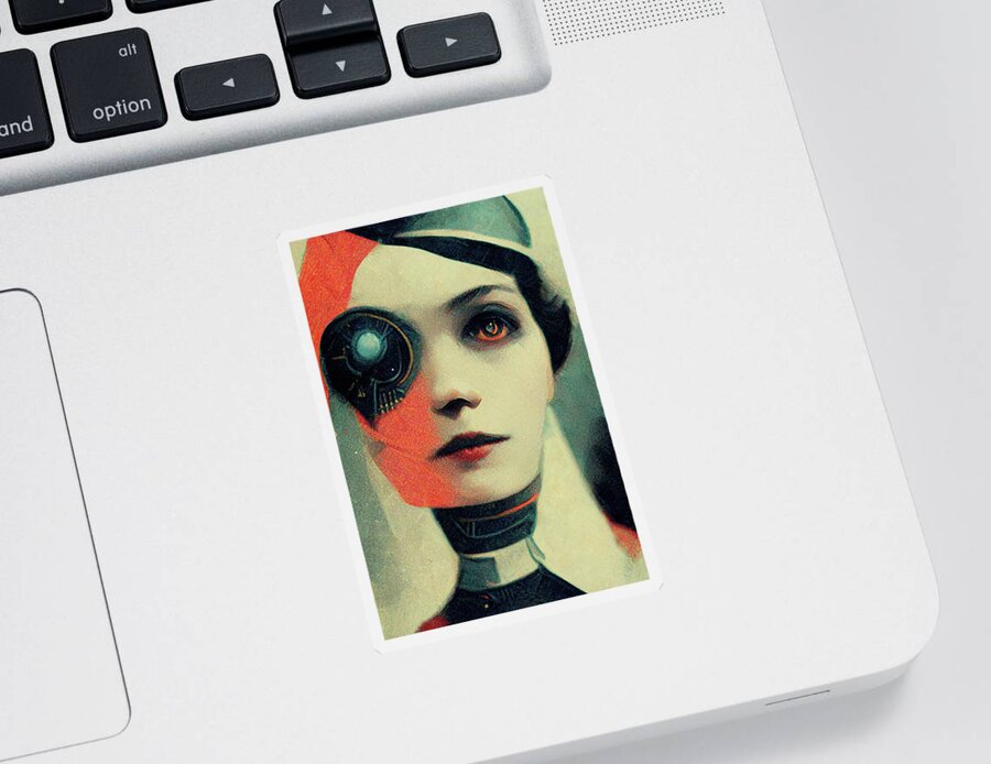 Cyborg Sticker featuring the digital art The Future by Nickleen Mosher