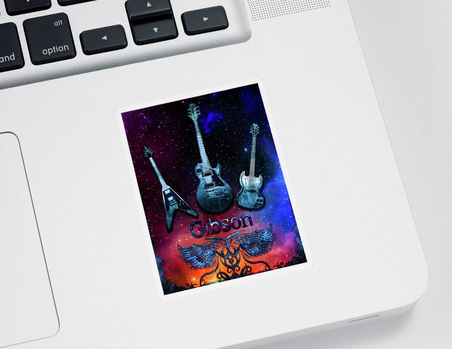 Gibson Sticker featuring the digital art The Gibson Trilogy by Michael Damiani