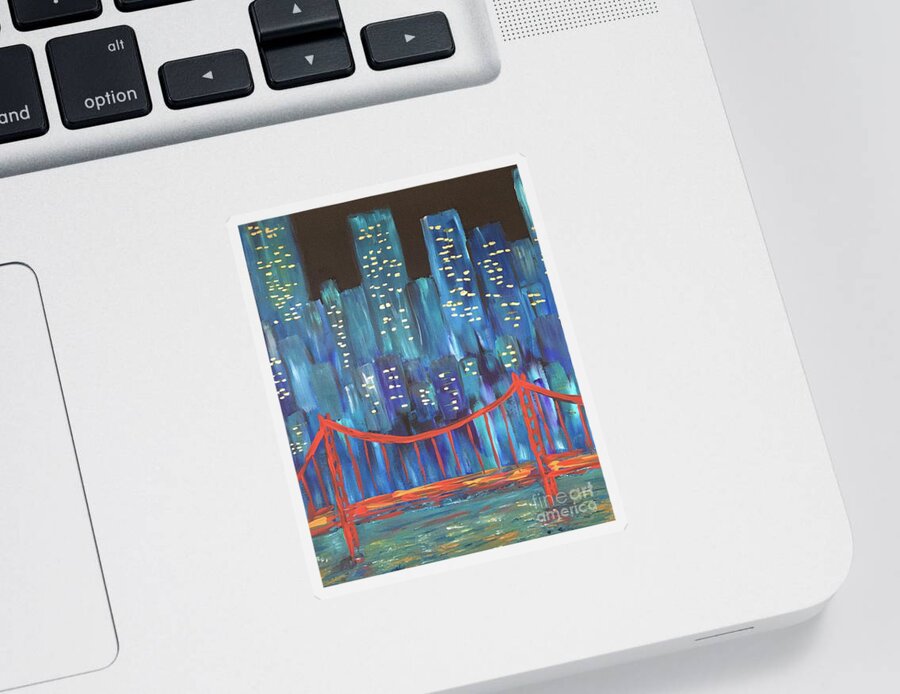 Cities Sticker featuring the painting The Golden Gate by Debora Sanders