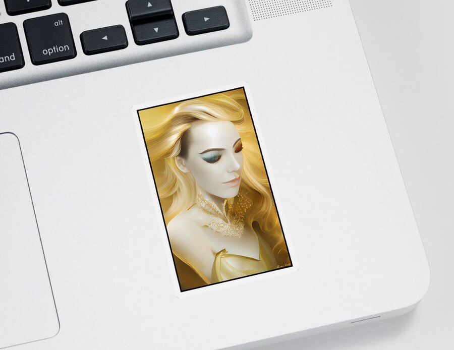 Healer Sticker featuring the digital art The Golden Goddess Elohania by Shawn Dall