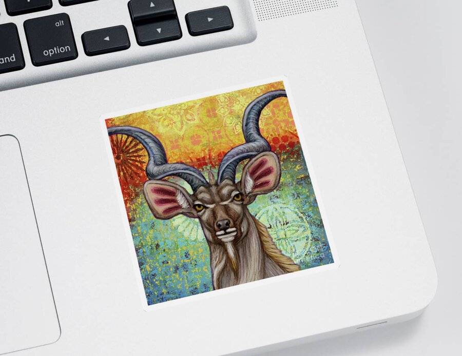 Greater Kudu Sticker featuring the painting The Greatest Kudu by Amy E Fraser