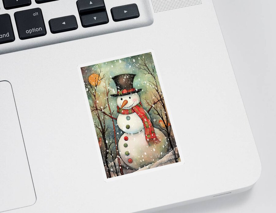 #faaadwordsbest Sticker featuring the painting The Happy Snowman by Tina LeCour