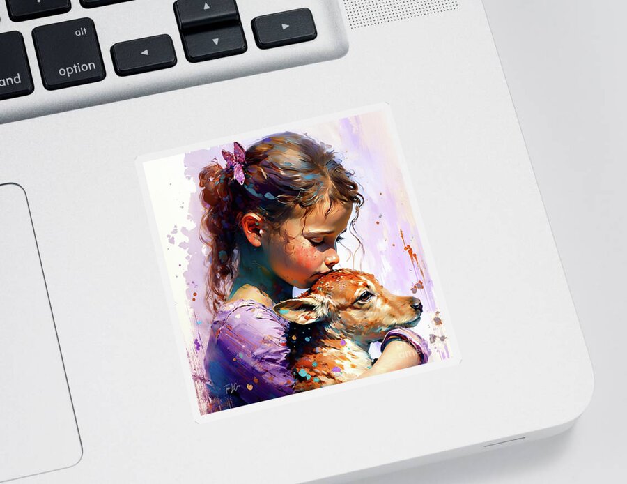 Little Girl Sticker featuring the painting The Innocence Of Youth by Tina LeCour
