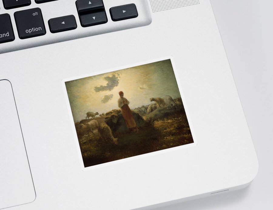 19th Century Artists Sticker featuring the painting The Keeper of the Herd by Jean-Francois Millet
