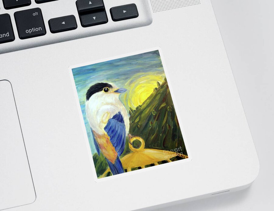 Bird Sticker featuring the painting The Key by Maria Langgle