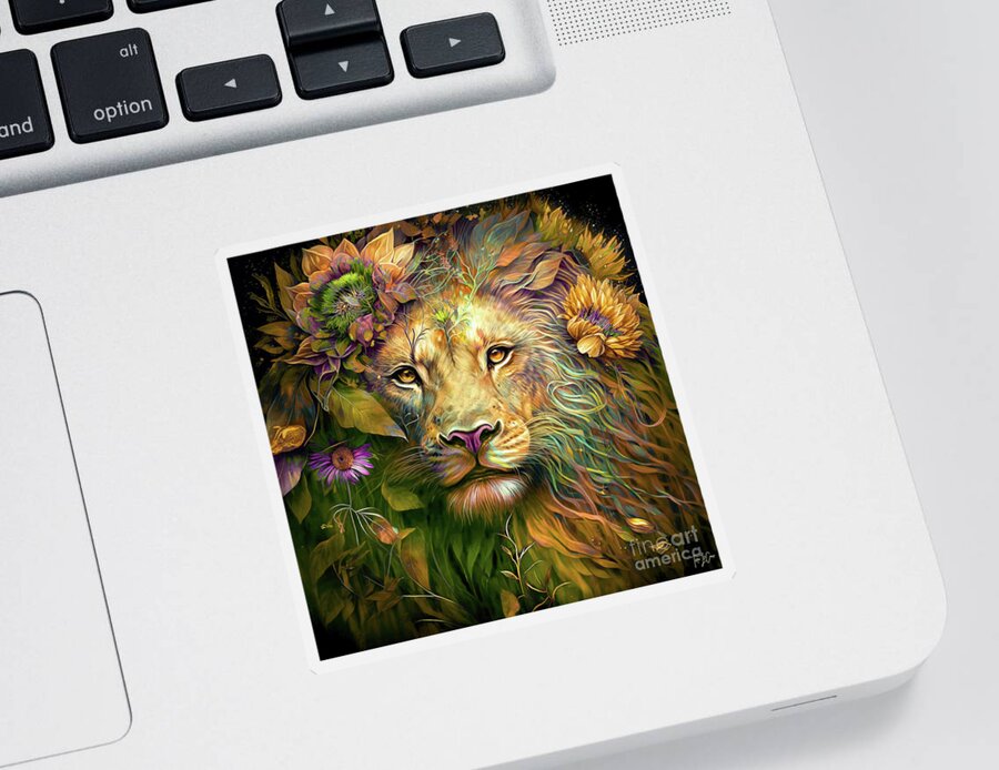 Lion Sticker featuring the painting The King Of The Pride by Tina LeCour