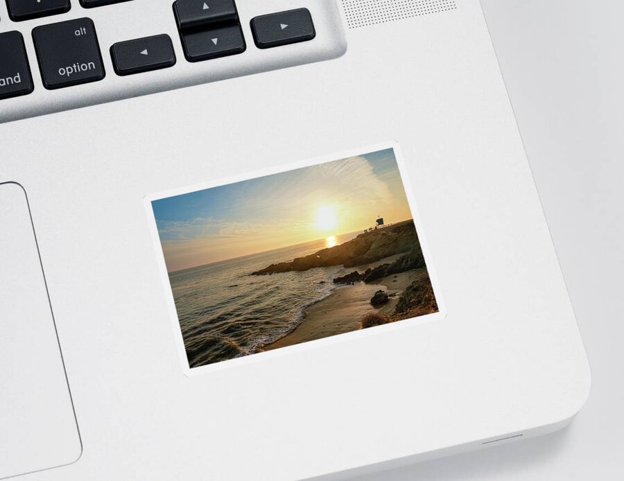 Beach Sticker featuring the photograph The Lifeguard Tower at Leo Carrillo State Beach Before Sunset by Matthew DeGrushe
