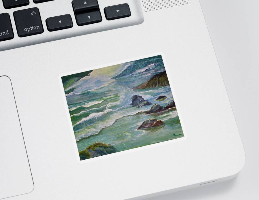 Ocean Sticker featuring the painting The Living Sea by Peggy Rose