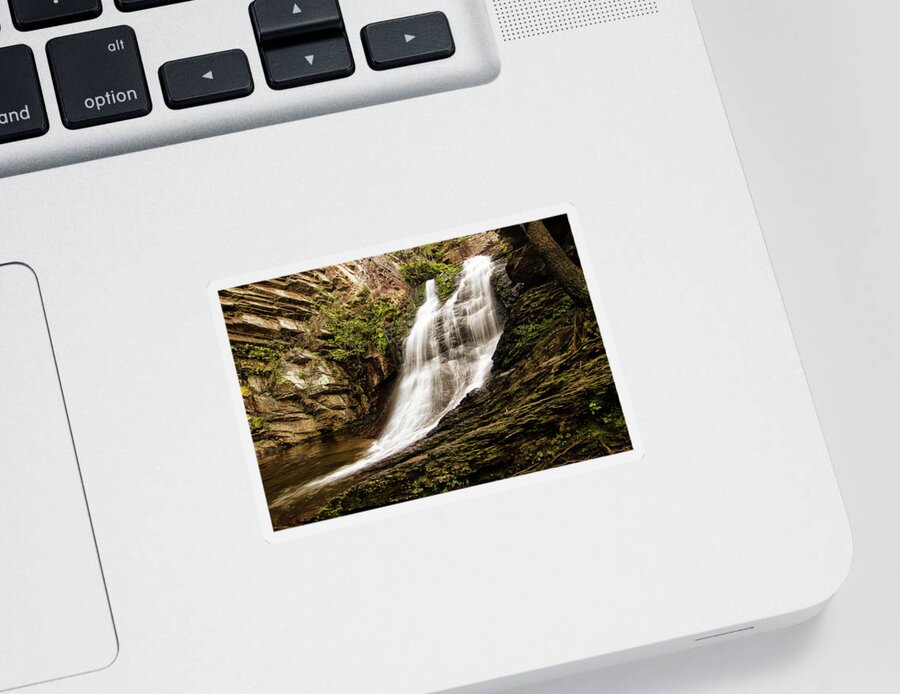 Lower Cascades Waterfall Sticker featuring the photograph The Lower Cascades in Hanging Rock State Park Danbury North Carolina by Bob Decker