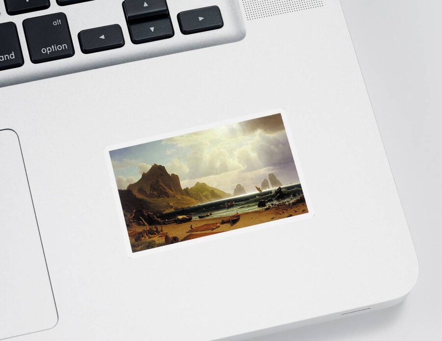Marina Sticker featuring the painting The Marina Piccola at Capri by Albert Bierstadt