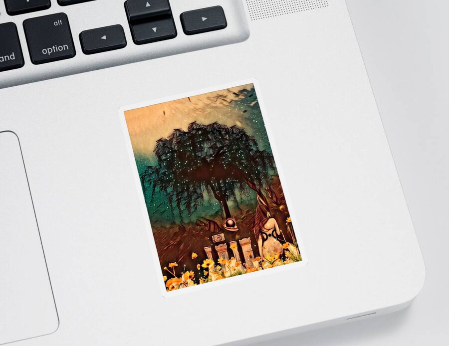 Digital Art Sticker featuring the digital art The Mother Tree by Vennie Kocsis