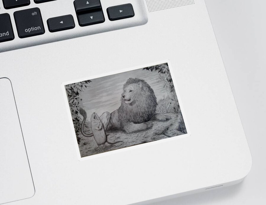 Lion Sticker featuring the painting The Mouse That Roared by James RODERICK