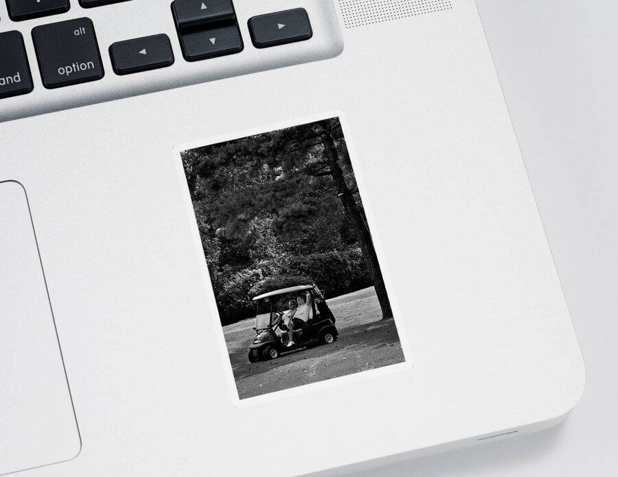 Black And White Sticker featuring the photograph The Office by Frank J Casella