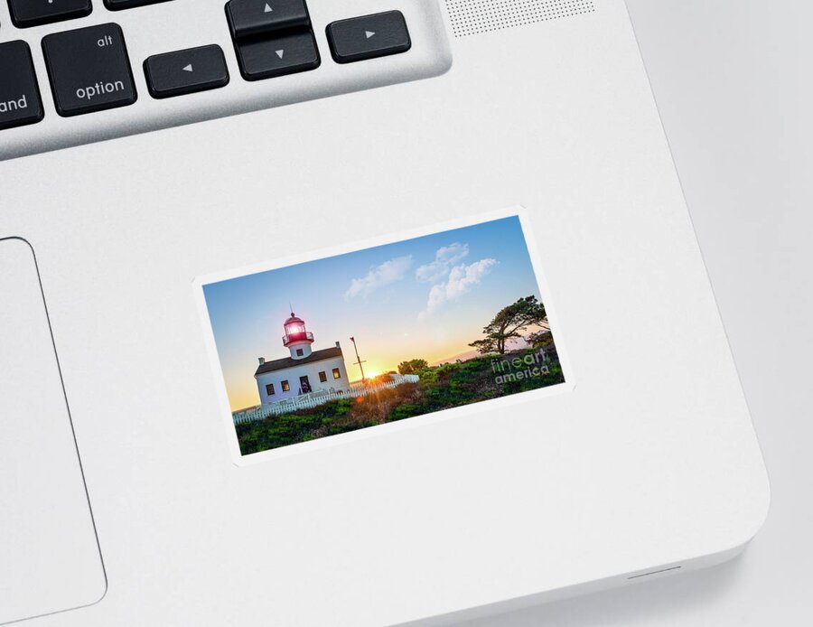 California Sticker featuring the photograph The Old Point Loma Lighthouse at Sunset by David Levin