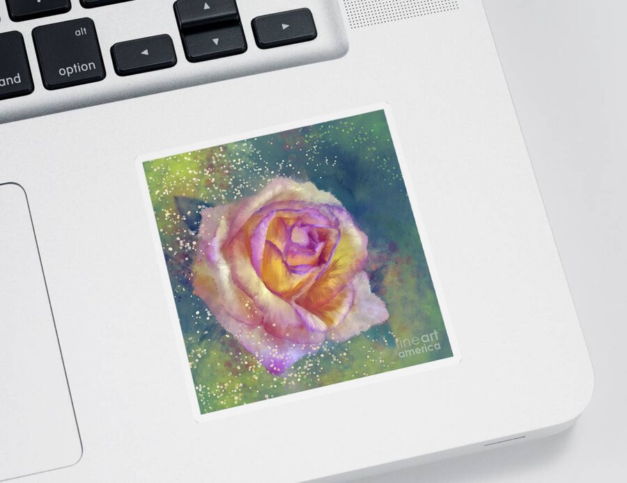 Flower Sticker featuring the digital art The Party Rose by Lois Bryan