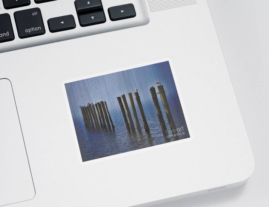 Gulls Sticker featuring the photograph The Pilings by Sheila Ping